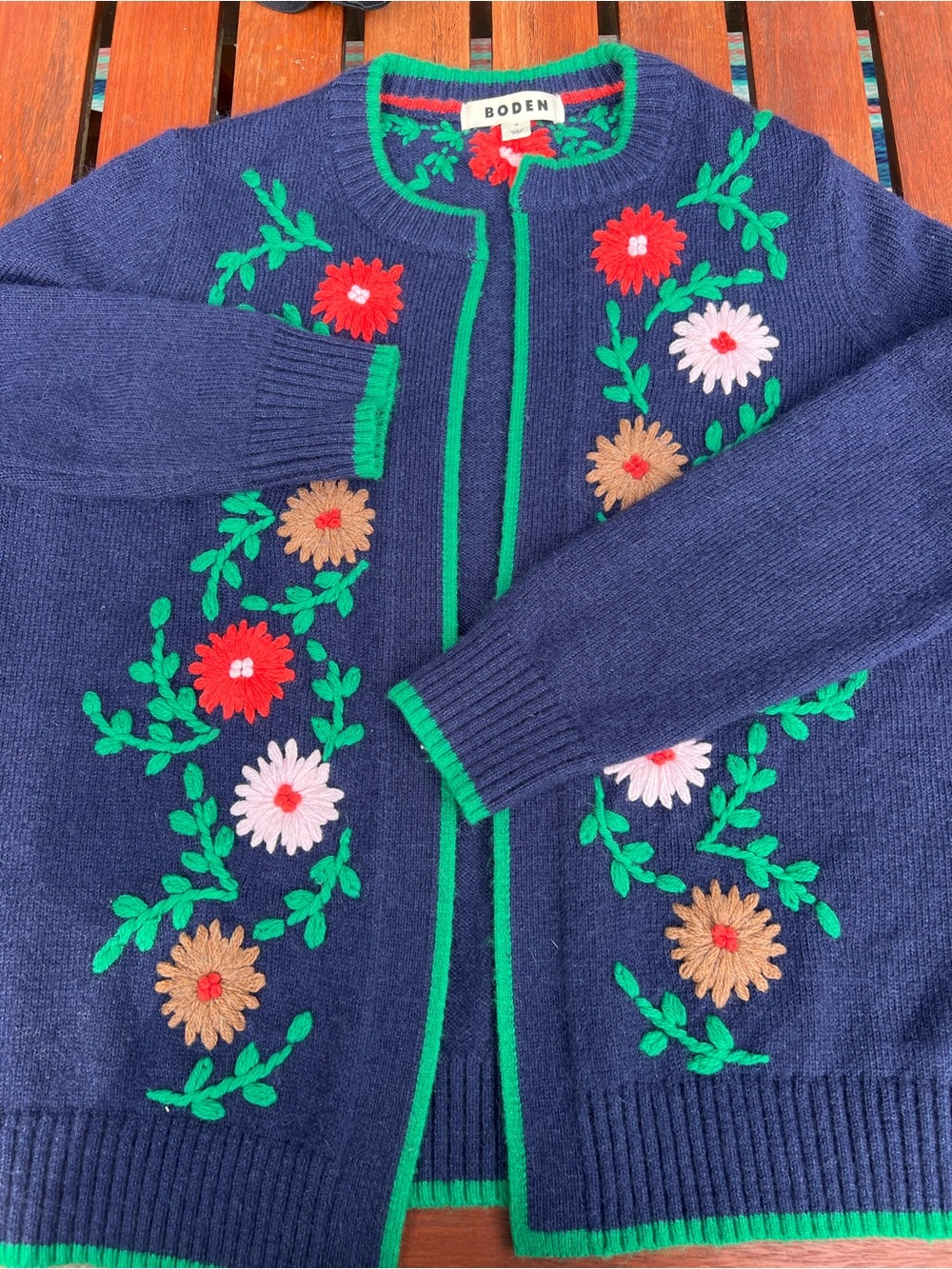 Boden wool embroidered cardigan L cottagecore floral